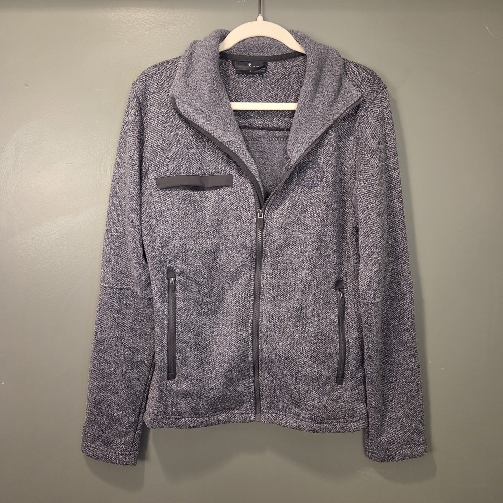 Fossa Men's Full Zip Sweater Fleece Lined Jacket,‎ Size S, Heathered Gray Purple